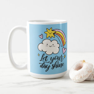 Låt din dag skina Tecknad moln och regnbåge Kaffemugg