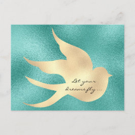Låt din drömmares Grönt Fly Motivational Mint fåll Vykort