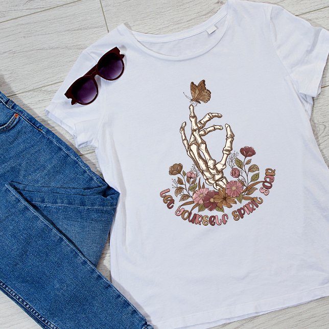 Låt din egen anda Soar Skeleton-handfjäril T Shirt (Skapare uppladdad)