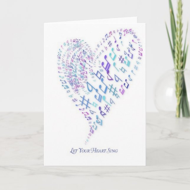 Låt din hjärta sjunga - hjärta som göras av musik kort (Framsida)