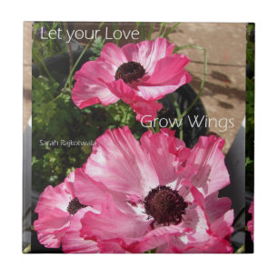 Låt din Kärlek Grow Vinge blommigt Quote Ceramic Kakelplatta