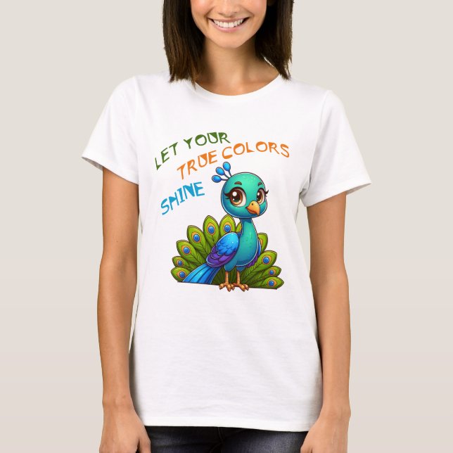 Låt din sanna Färg skina Peacock Art T Shirt (Framsida)