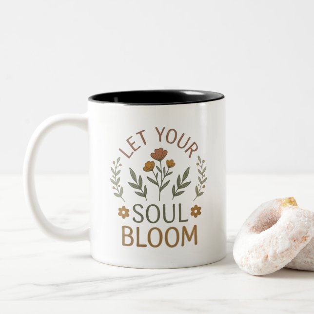 Låt Din Själ Bloomma Minimalistisk Blomma Två-Tonad Mugg (Med munk)