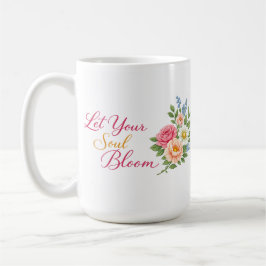 Låt Din Själ Bloomma – Minimalistisk Vit Inspirati Kaffemugg