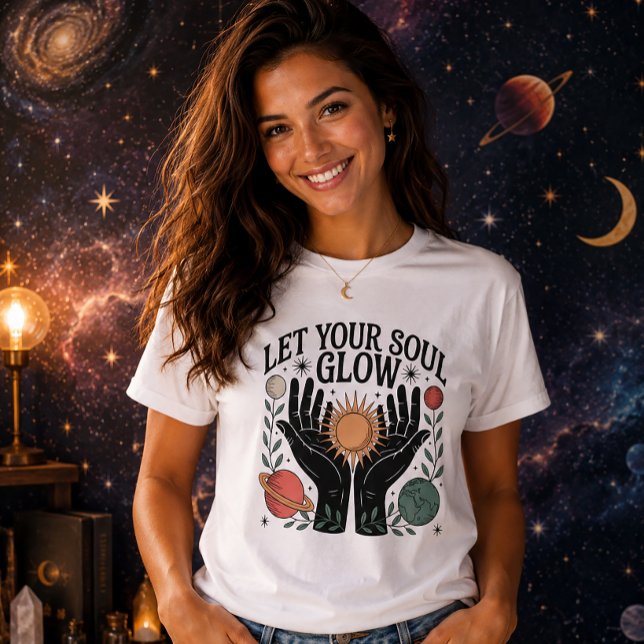 Låt Din Själ Glänsa Mystisk Sol Och Planeter T Shirt (Skapare uppladdad)