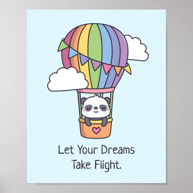Låt dina drömmar flyga, Rainbow Air Balloon Poster (Framsidan)