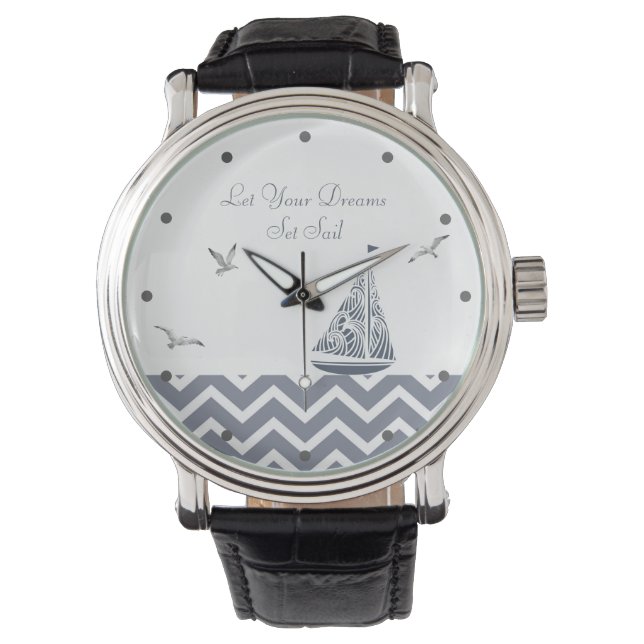 "Låt dina drömmar sätta segel"-Contemporary segelb Armbandsur (Framsida)