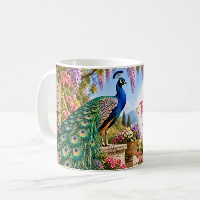 Låt dina sanna färger lysa Påfågel Kaffemugg (Framsida vänster)
