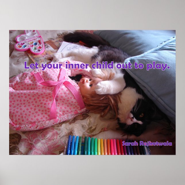 Låt ditt inre barn gå ut Smokingkatt katter Affisc Poster (Framsidan)