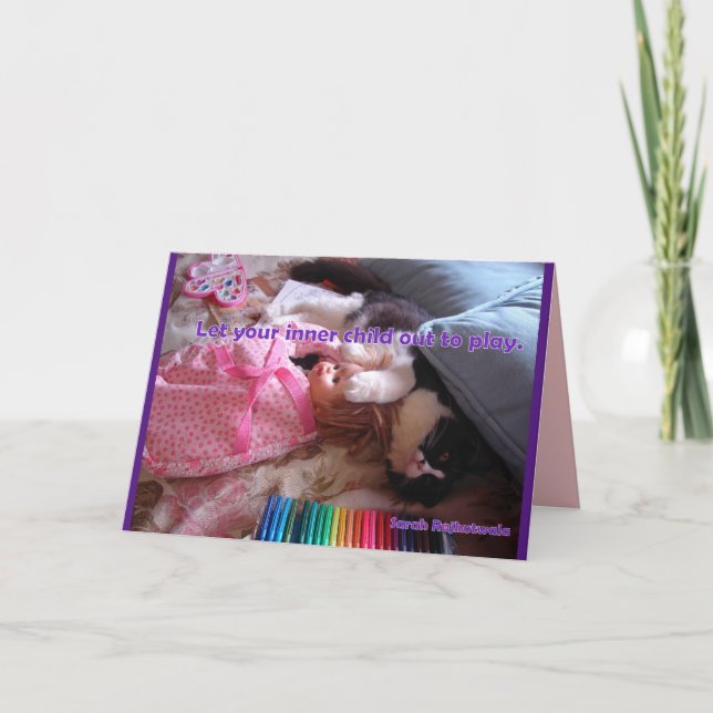 Låt ditt inre barn komma ut Smokingkatt Tacksamhet Kort (Framsida)