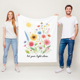 Låt ditt ljus lysa blommor och sol fleecefilt