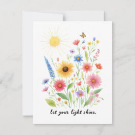 Låt ditt ljus lysa blommor och sol kort