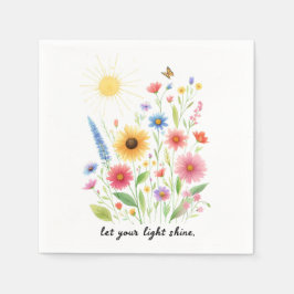 Låt ditt ljus lysa blommor och sol pappersservett