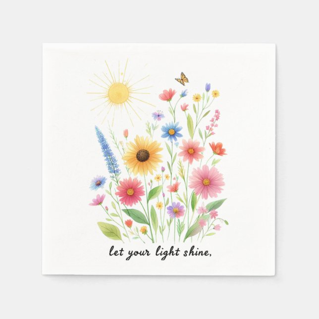 Låt ditt ljus lysa blommor och sol pappersservett (Framsidan)