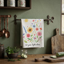 Låt ditt ljus skina blommor och sol kökshandduk