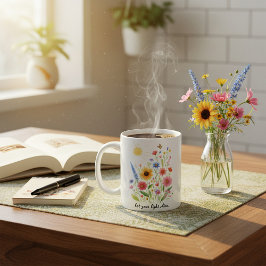 Låt ditt ljus skina blommor och sol personlig kaffemugg