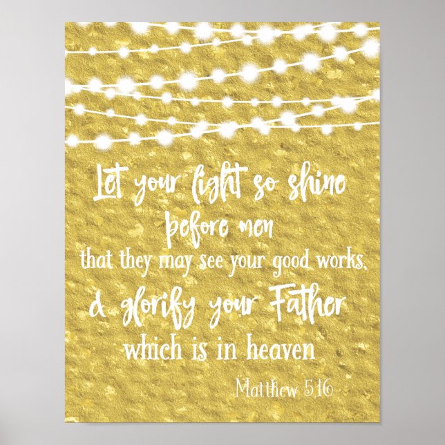 Låt ditt ljus skina före Manar Bible Verse Poster (Framsidan)