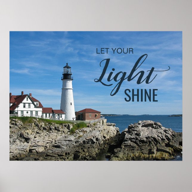 Låt ditt ljussken Maine Lighthouse-foto Poster (Framsidan)