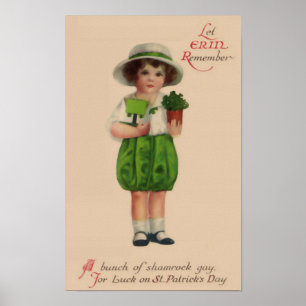 Låt Erin komma ihåg Vintage St. Patrick's Day Poster