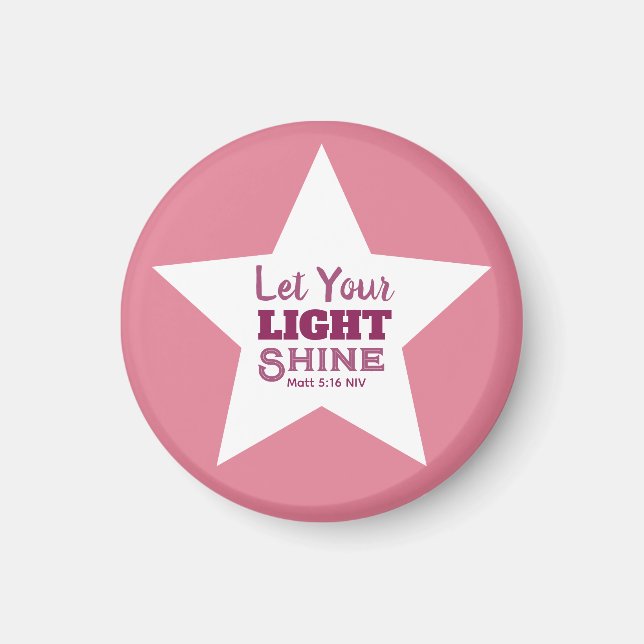 Låt Ert Ljus Lysa Bibelvers Vit Stjärna Rosa Magnet (Framsidan)