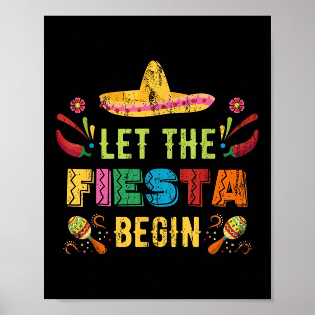 Låt Fiesta Begin funny Cinco de Mayo mexican V Poster (Framsidan)