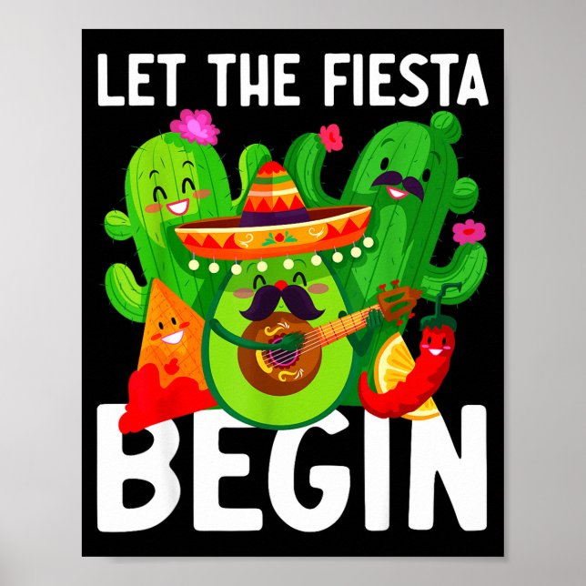 Låt fiesta börja rolig cinco de mayo mexikansk L Poster (Framsidan)