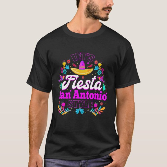 Låt Fiesta San Antonio Stil Lycklig Cinco D T Shirt (Framsida)