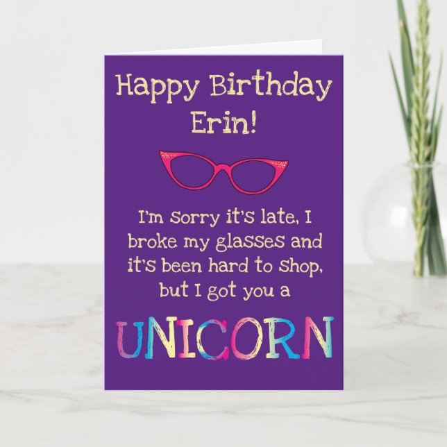 Lat födelsedag i Donkey Unicorn Kort (Framsida)