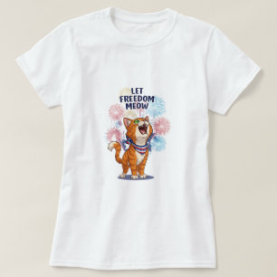 Låt Freedom Meow - Patriotic Fireworks Cat T-Shirt