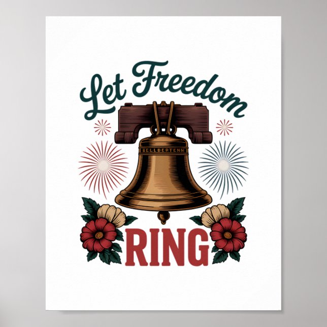 Låt Freedom Ring Bell Patriotic Poster (Framsidan)