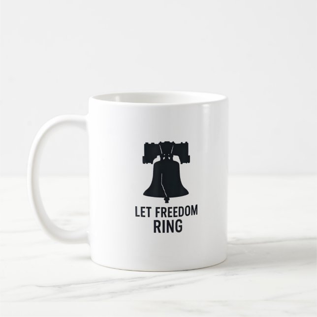 Låt Freedom Ring Bell Silhouette Modern USA-patrio Kaffemugg (Vänster)