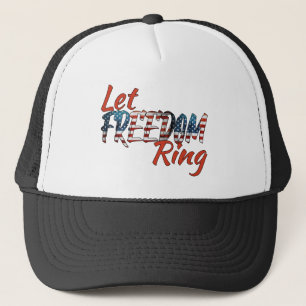 Låt Freedom Ring Flagga Typography Patriotic Keps