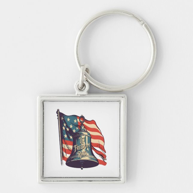 Låt Freedom Ring funny Sloth Fyrkantig Silverfärgad Nyckelring (Framsidan)