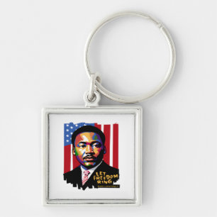 Låt Freedom Ring, MLK Quote, Black History Fyrkantig Silverfärgad Nyckelring