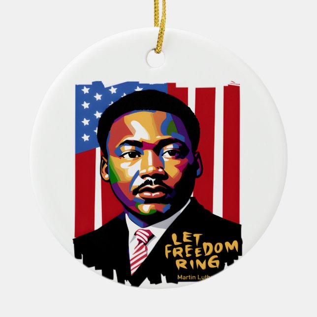 Låt Freedom Ring, MLK Quote, Black History Julgransprydnad Keramik (Framsidan)