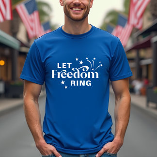 Låt Freedom Ring Patriotic Typography T Shirt