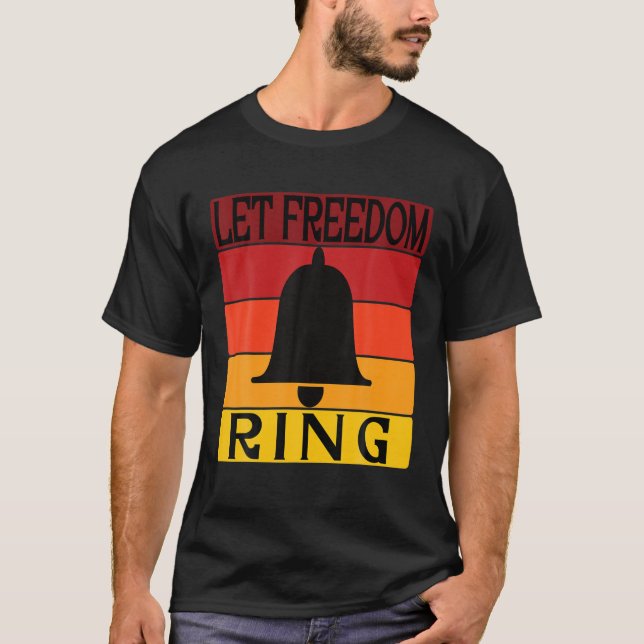 Låt Freedom Ring Retro Sunset Bell T Shirt (Framsida)