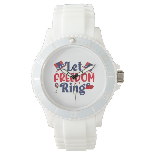 Låt Freedom Ring - Sporty White Silicon Armbandsur (Framsida)
