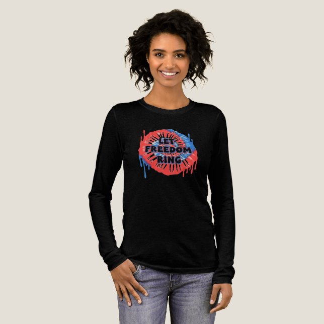 Låt friheten ringa: Djärv 4 juli Tie-Dye-design T Shirt (Hel framsida)