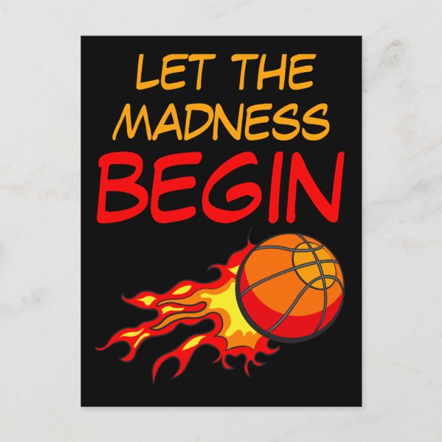 Låt Galenheta Basketball Boll i Flames. Vykort (Framsida)