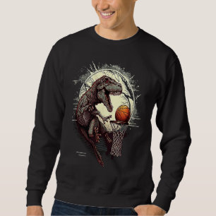 Låt Galenheta Basketball Rex Dinosaur börja Lång Ärmad Tröja