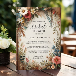 Låt Garden Vår Wood Boho Rustic Möhippa Inbjudningar