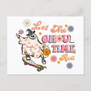 Låt Ghoul Time Roll Retro Halloween Vykort