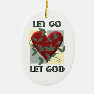 Låt Gud återvinna Slogan citera Red Heart Julgransprydnad Keramik
