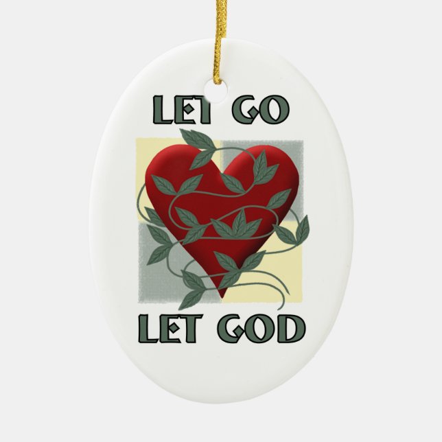 Låt Gud återvinna Slogan citera Red Heart Julgransprydnad Keramik (Framsidan)