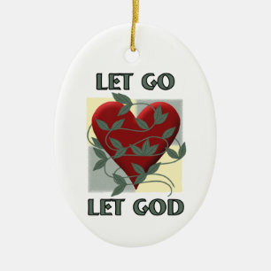 Låt Gud återvinna Slogan citera Red Heart Julgransprydnad Keramik