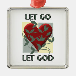 Låt Gud återvinna Slogan citera Red Heart Julgransprydnad Metall