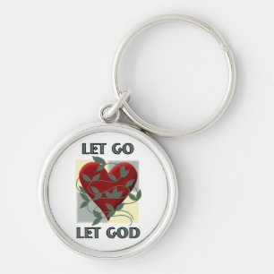 Låt Gud återvinna Slogan citera Red Heart Rund Silverfärgad Nyckelring