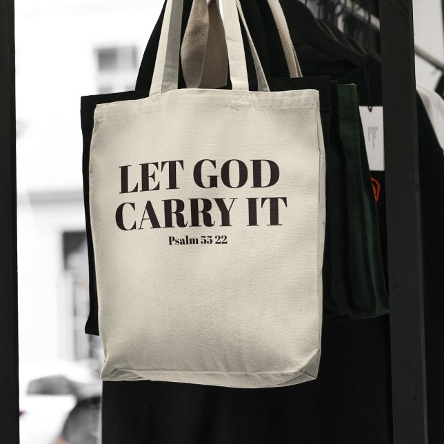 "Låt Gud bära den" Christian Bible Verse Tote Bag Tygkasse (Skapare uppladdad)