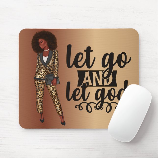 Låt gud Black Woman Mouse Pad Musmatta (Med mus)